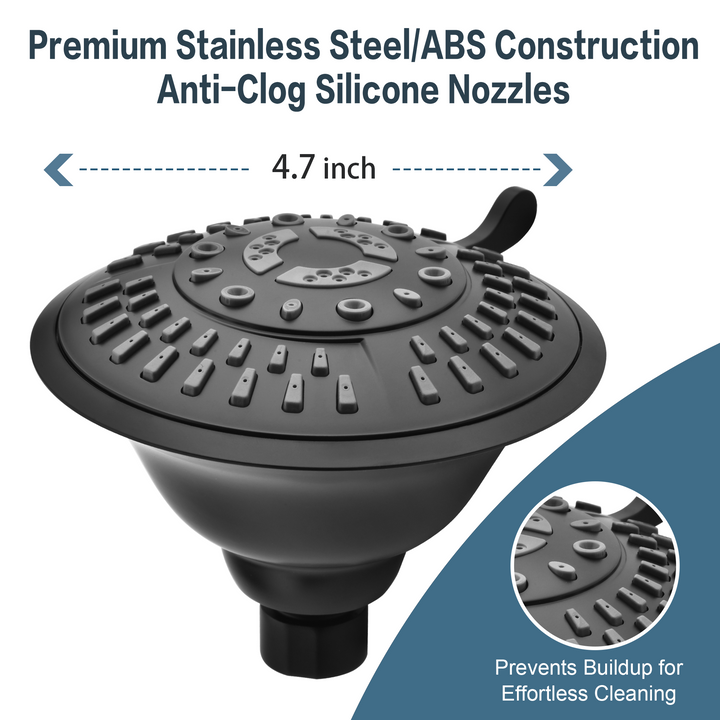 5-Spray Fixed Shower Head with Adjustable Angle