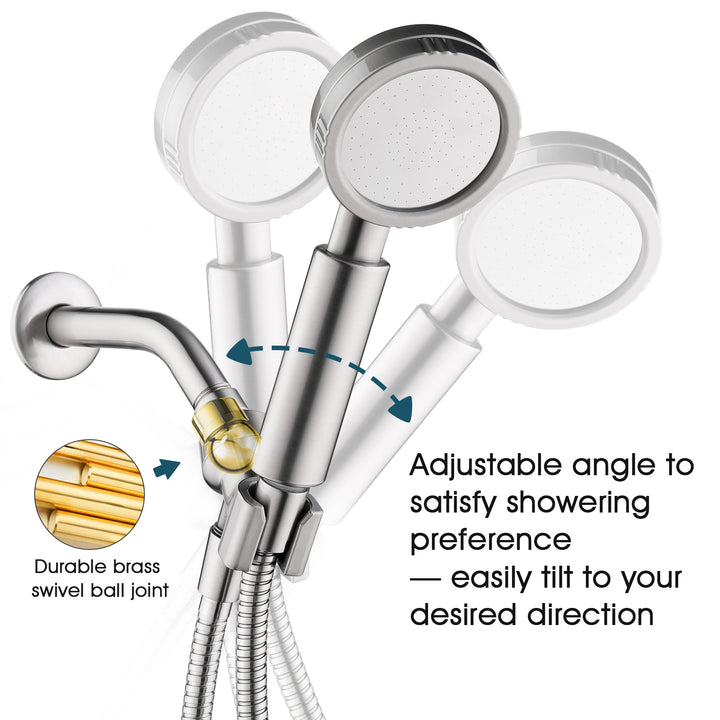 High Pressure Handheld Shower Head Kit, Handheld Shower with 60 Inch Hose and Bracket - 