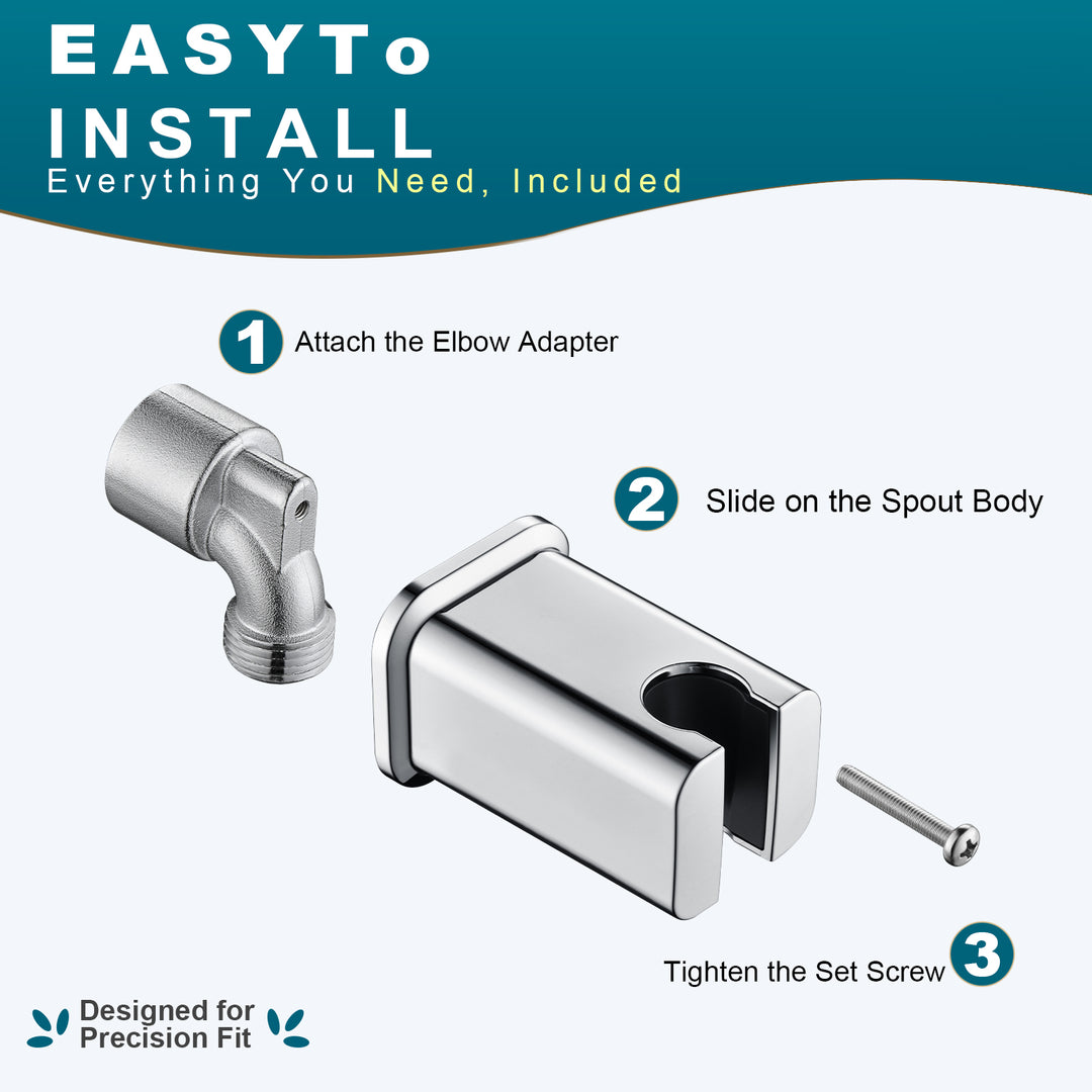 BRIGHT SHOWERS Wall Supply Elbow with Shower Head Bracket for Handheld Shower Head, Brass Core Wall Mounted Water Outlet, G1/2 Connector