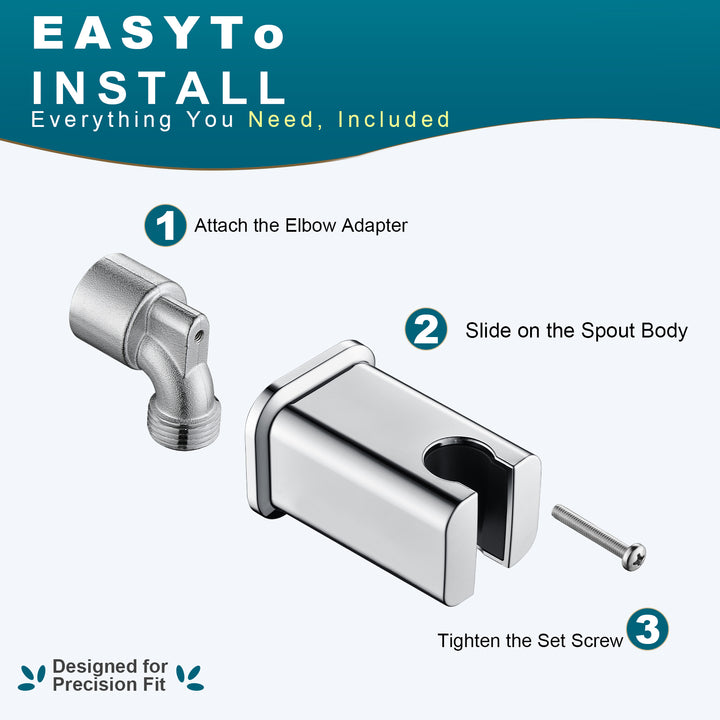 BRIGHT SHOWERS Wall Supply Elbow with Shower Head Bracket for Handheld Shower Head, Brass Core Wall Mounted Water Outlet, G1/2 Connector