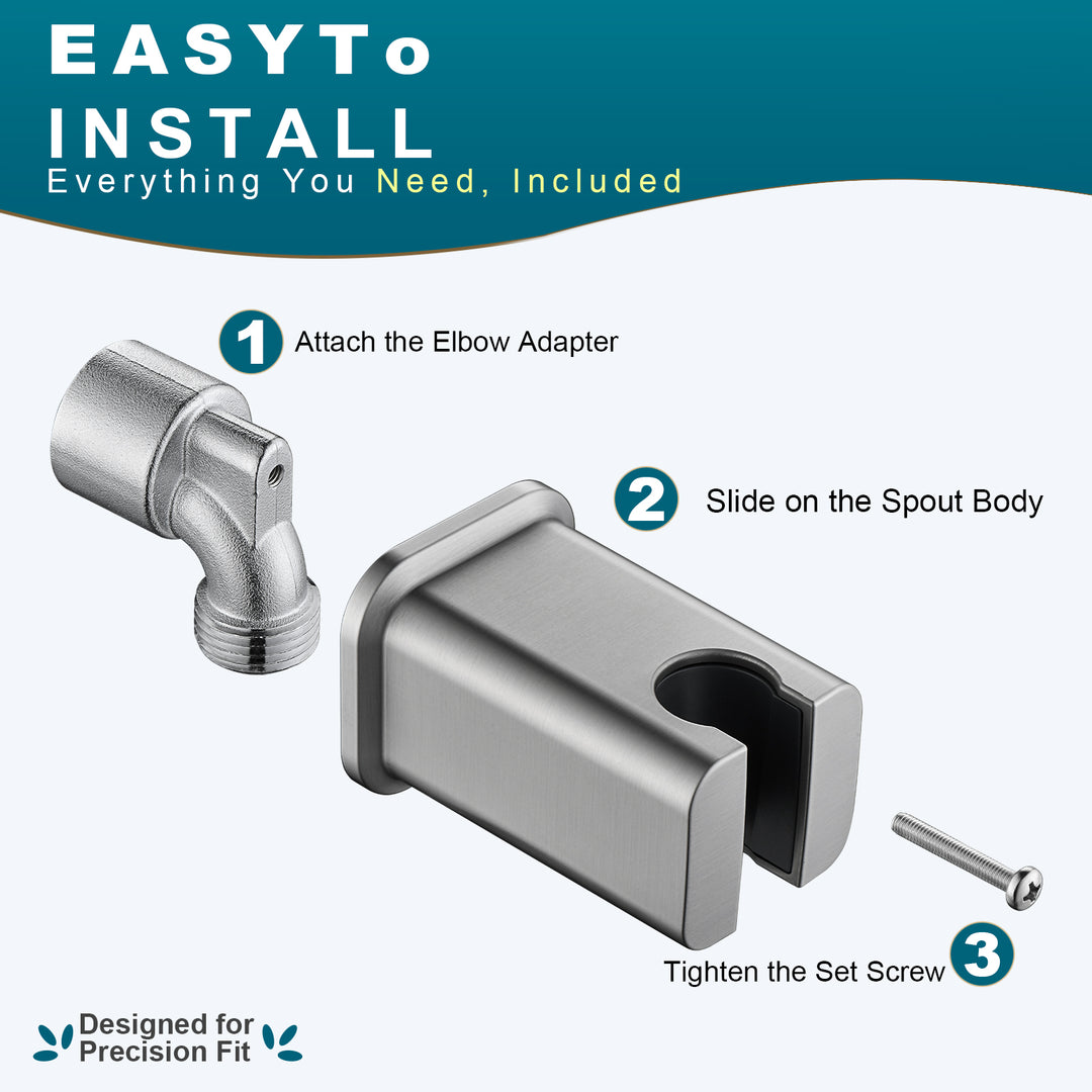 BRIGHT SHOWERS Wall Supply Elbow with Shower Head Bracket for Handheld Shower Head, Brass Core Wall Mounted Water Outlet, G1/2 Connector