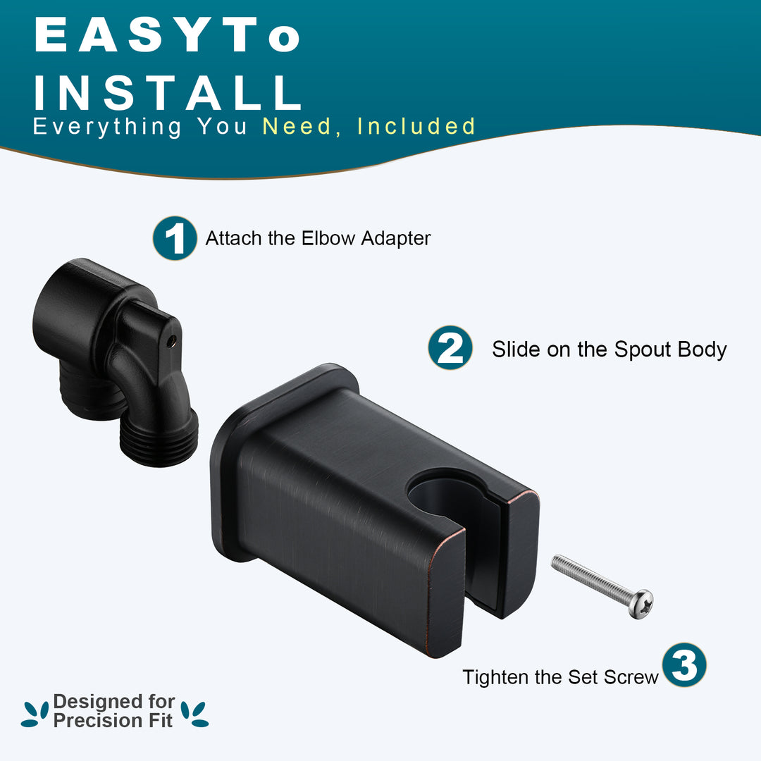 BRIGHT SHOWERS Wall Supply Elbow with Shower Head Bracket for Handheld Shower Head, Brass Core Wall Mounted Water Outlet, G1/2 Connector