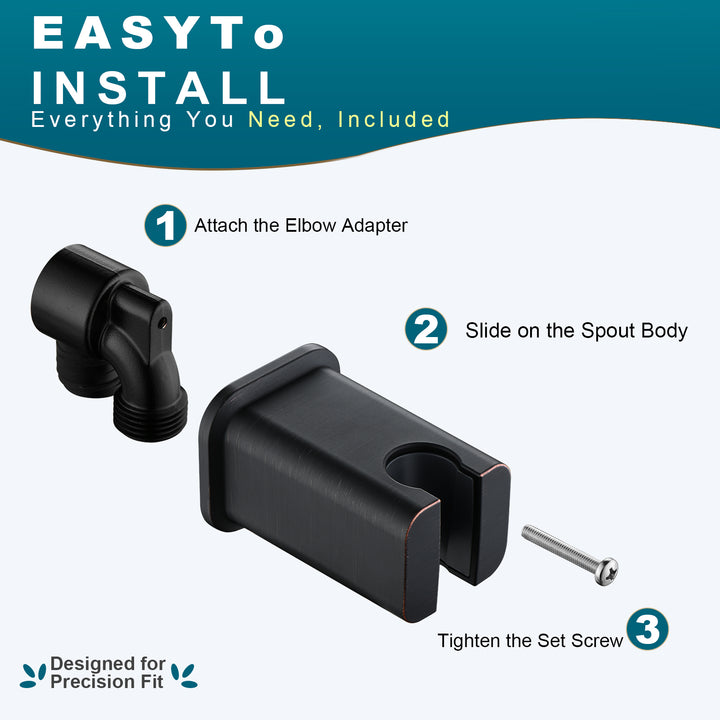 BRIGHT SHOWERS Wall Supply Elbow with Shower Head Bracket for Handheld Shower Head, Brass Core Wall Mounted Water Outlet, G1/2 Connector