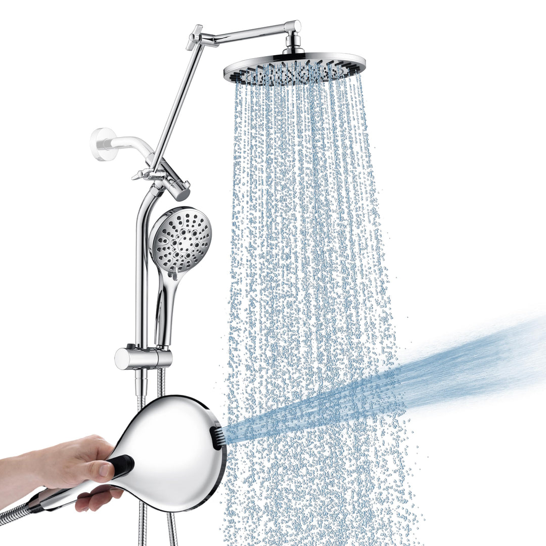 Dual Rain Shower System with Handheld, 9 Spray Modes, 69" Hose - Chrome