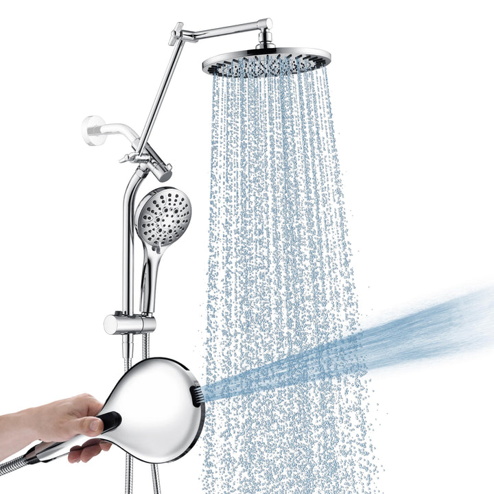Dual Rain Shower System with Handheld, 9 Spray Modes, 69" Hose - Chrome