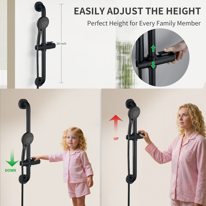 Stainless Steel Slide Bar Grab Rail Set #color_matte-black