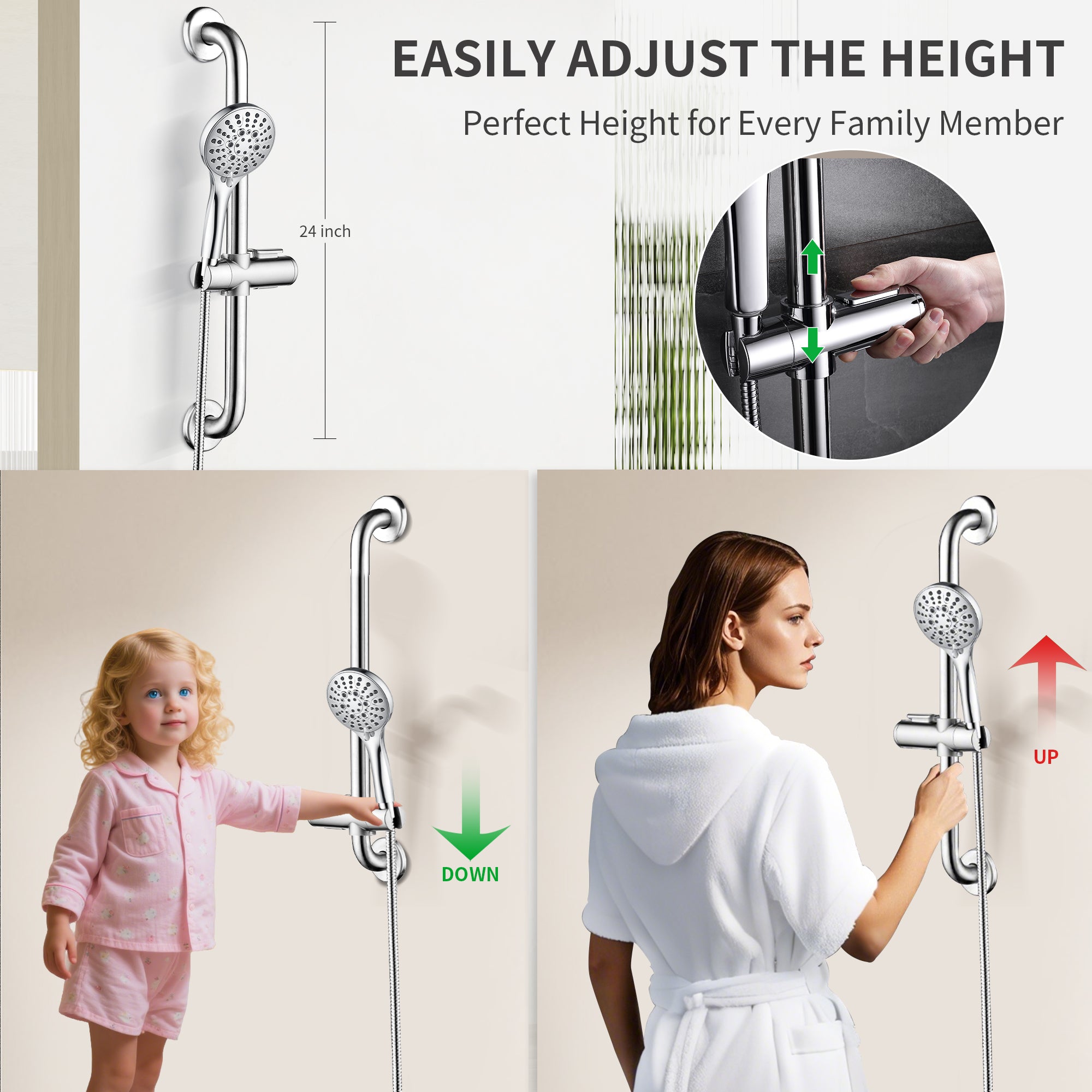 Stainless Steel Slide Bar Grab Rail Set #color_chrome