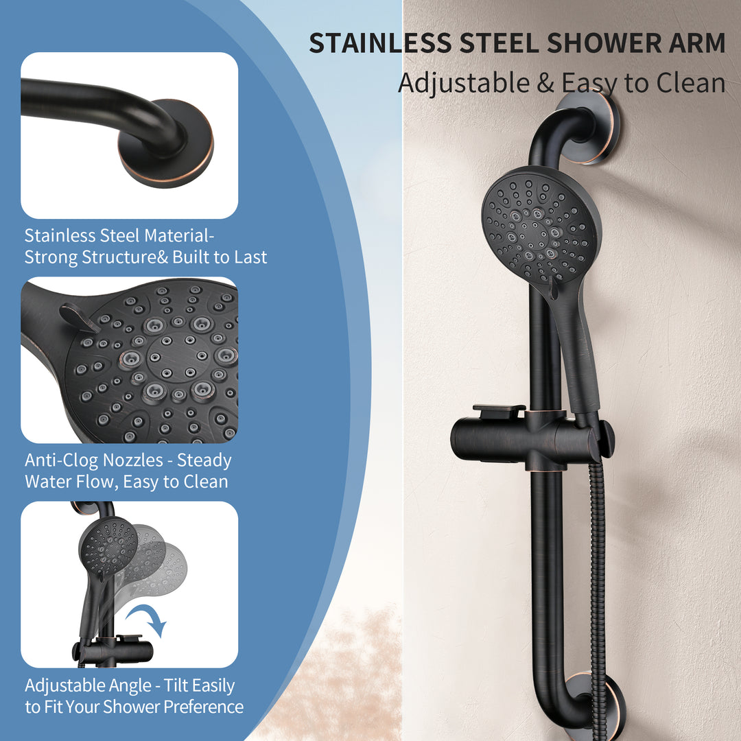 Stainless Steel Slide Bar Grab Rail Set #color_oil-rubbed-bronze