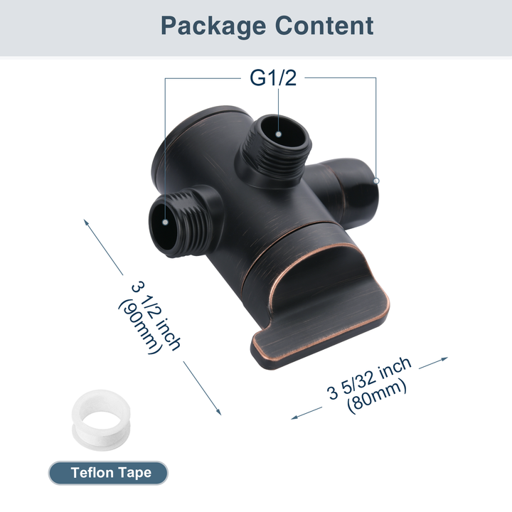 Shower diverter valve with rubber gaskets and thread seal tape#color_oil-rubbed-bronze