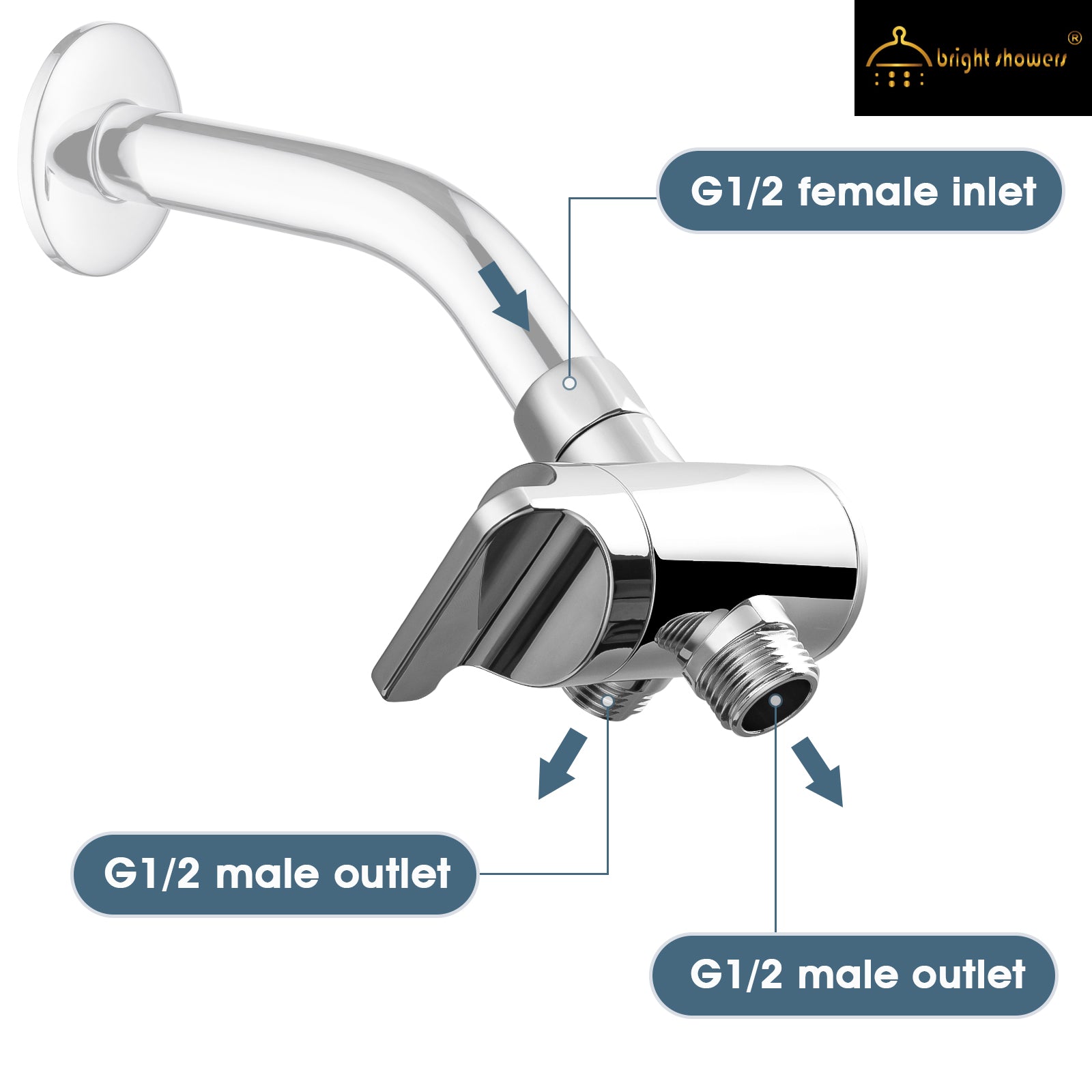 3-way shower diverter valve with handheld and fixed shower heads#color_chrome