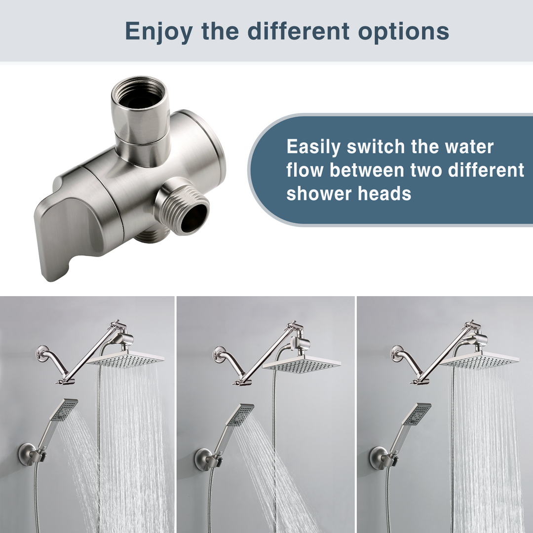 Shower diverter valve with water flow switch button#color_brushed-nickel