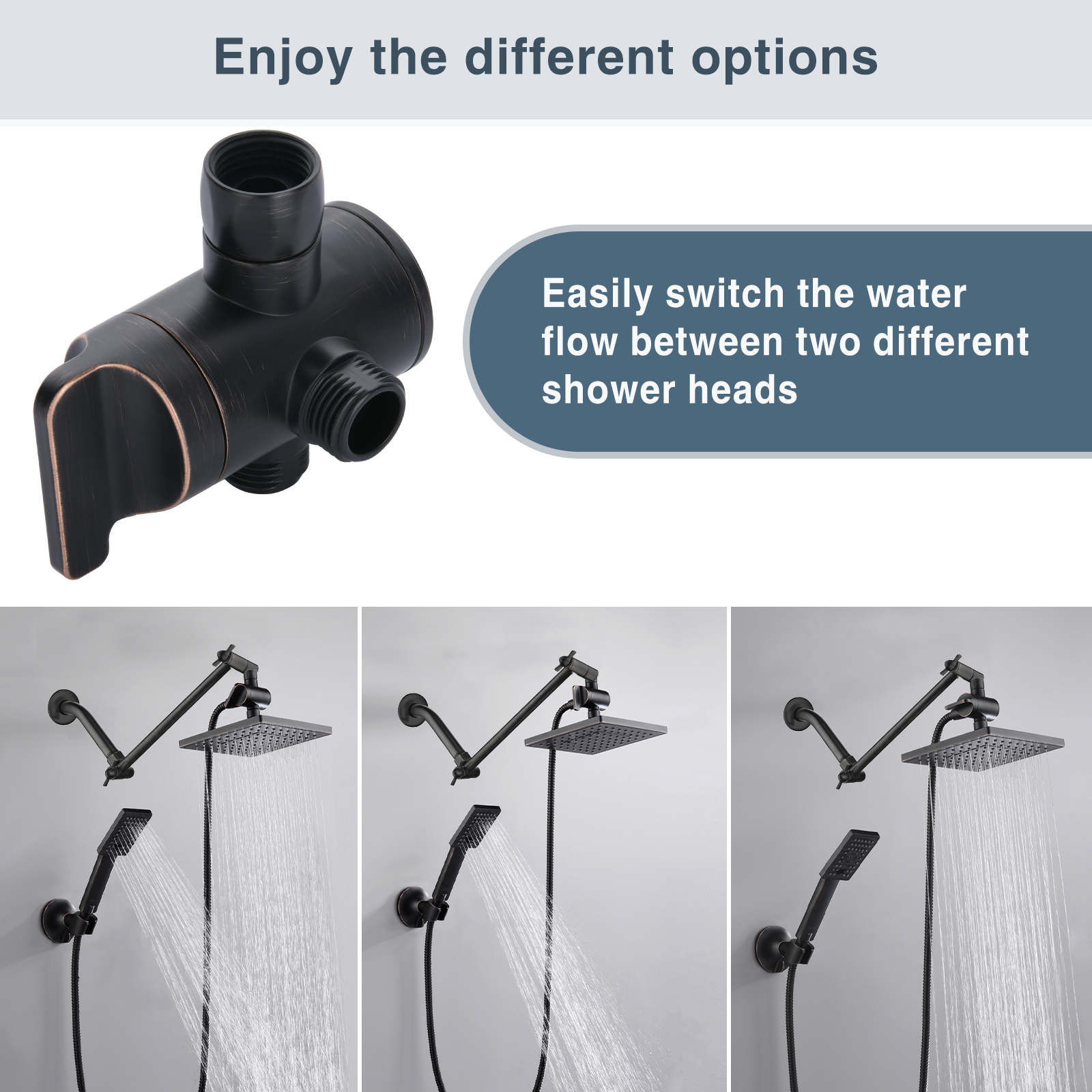 Shower diverter valve with water flow switch button#color_oil-rubbed-bronze