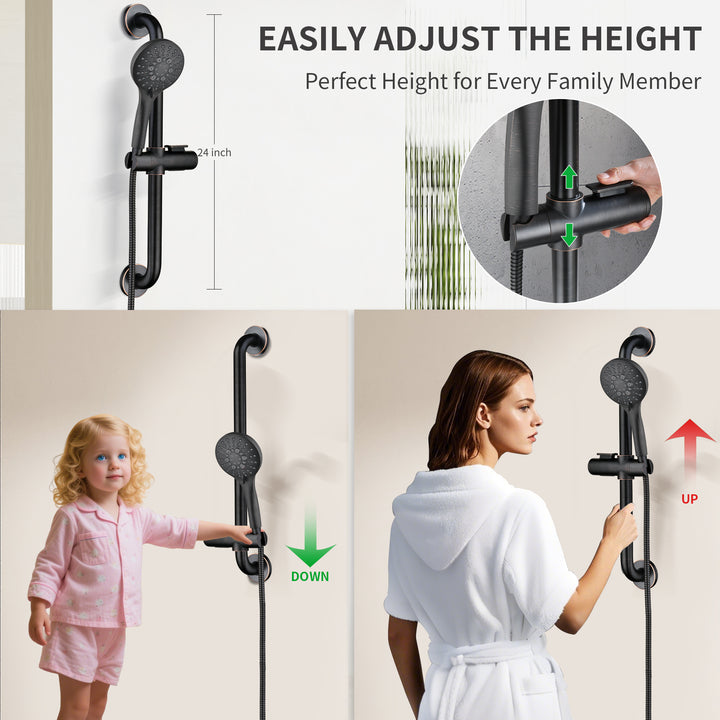 Stainless Steel Slide Bar Grab Rail Set #color_oil-rubbed-bronze