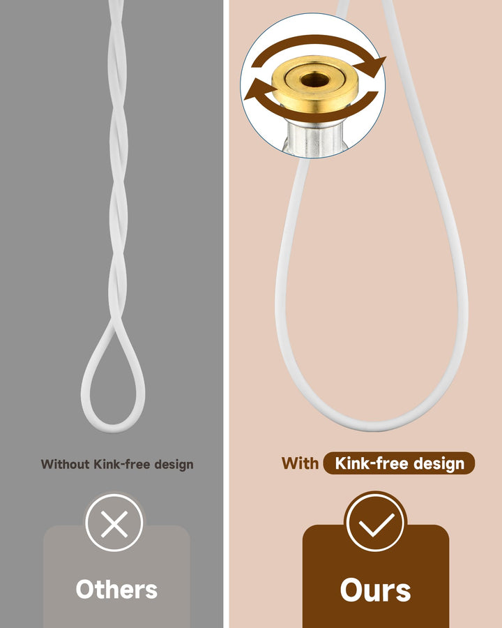 Silicone Handheld Shower Hose Replacement with Brass Connectors, Anti-Kink, G1/2