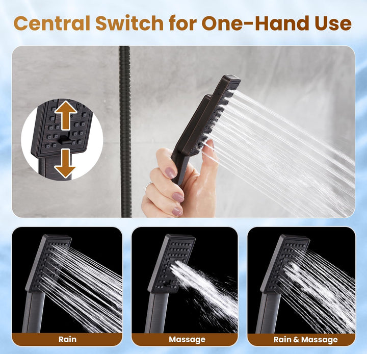 Dual Shower Head-Rain Shower Head with Handheld Shower Set, Diverter