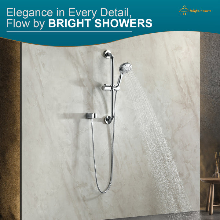 BRIGHT SHOWERS Wall Supply Elbow with Shower Head Bracket for Handheld Shower Head, Brass Core Wall Mounted Water Outlet, G1/2 Connector