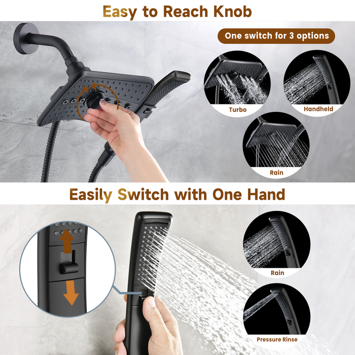 dual shower head combo #color_matte-black