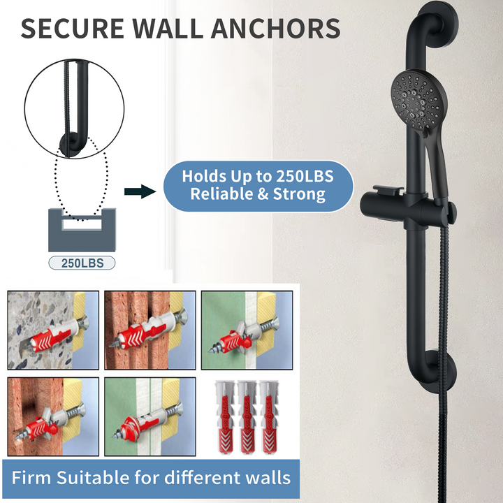 Stainless Steel Slide Bar Grab Rail Set #color_matte-black
