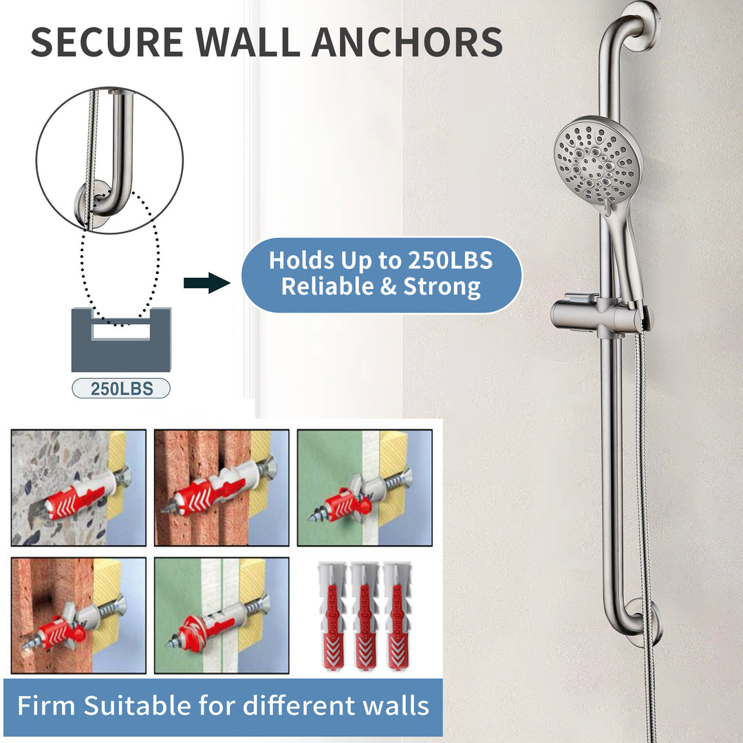Stainless Steel Slide Bar Grab Rail Set #color_brushed-nickel