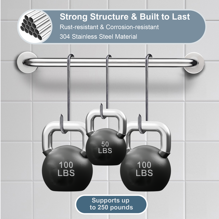 Bright Showers 24-Inch Stainless Steel Bathroom Grab Bar for Shower & Bathtub