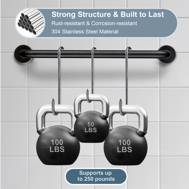Bright Showers 24-Inch Stainless Steel Bathroom Grab Bar for Shower & Bathtub