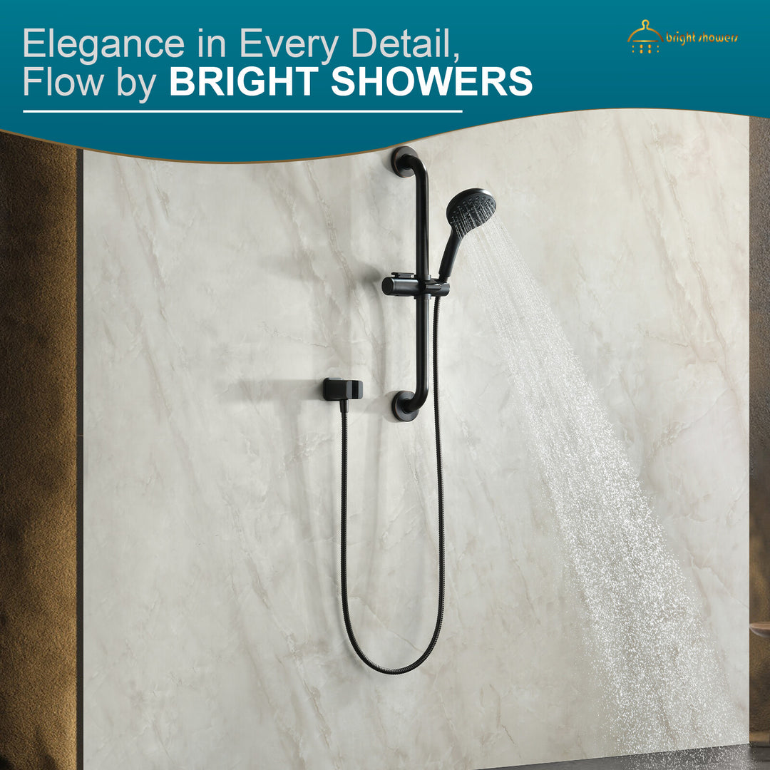 BRIGHT SHOWERS Wall Supply Elbow with Shower Head Bracket for Handheld Shower Head, Brass Core Wall Mounted Water Outlet, G1/2 Connector