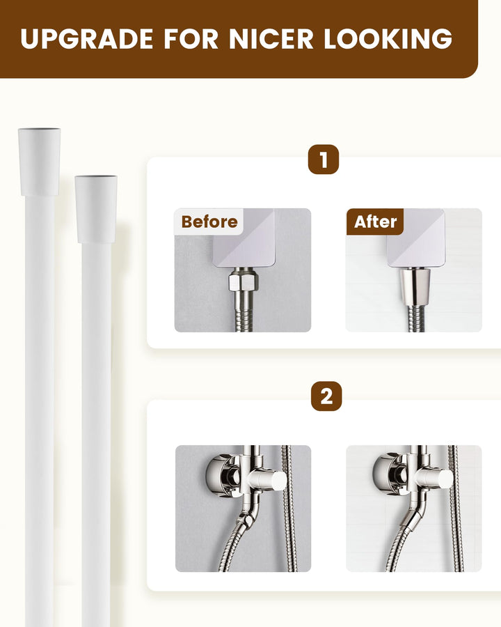 Silicone Handheld Shower Hose Replacement with Brass Connectors, Anti-Kink, G1/2
