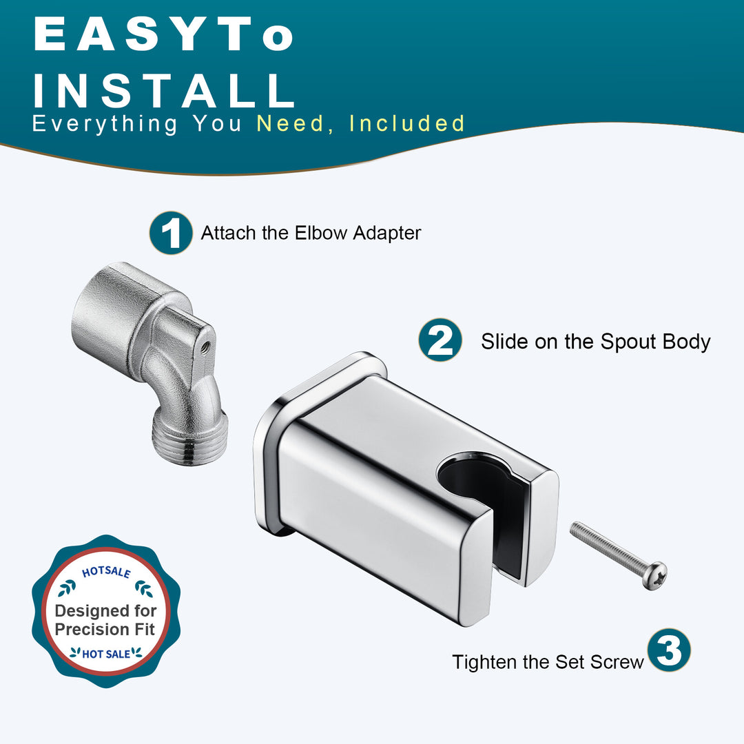 BRIGHT SHOWERS Wall Supply Elbow with Shower Head Bracket for Handheld Shower Head, Brass Core Wall Mounted Water Outlet, G1/2 Connector