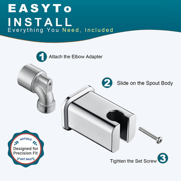 BRIGHT SHOWERS Wall Supply Elbow with Shower Head Bracket for Handheld Shower Head, Brass Core Wall Mounted Water Outlet, G1/2 Connector