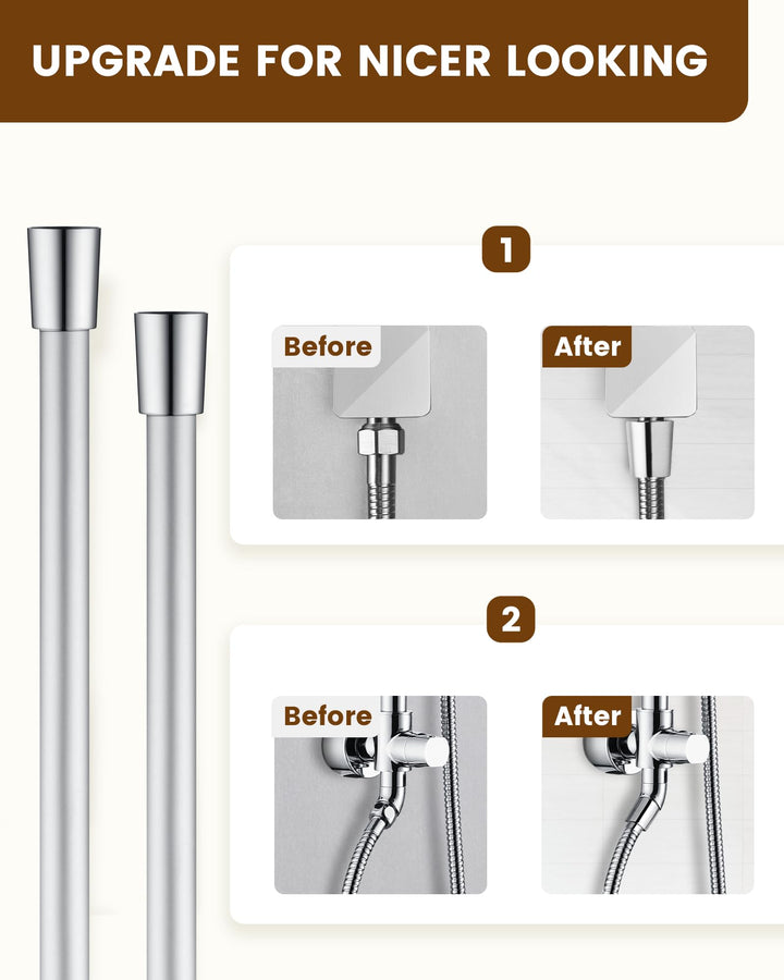 Silicone Handheld Shower Hose Replacement with Brass Connectors, Anti-Kink, G1/2