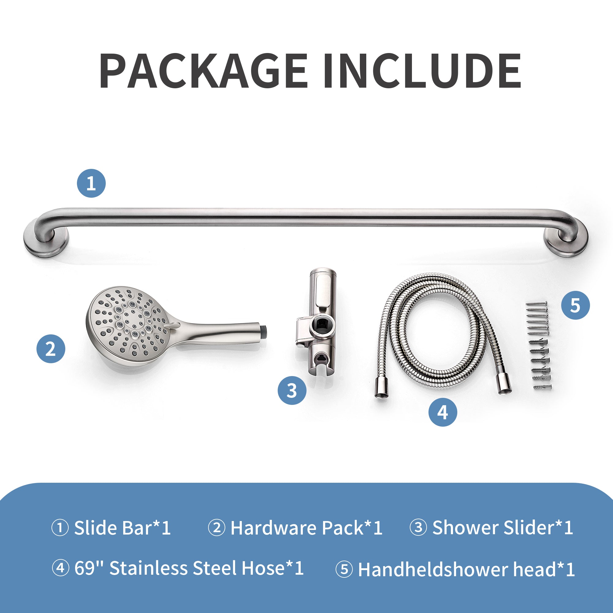Stainless Steel Slide Bar Grab Rail Set #color_brushed-nickel