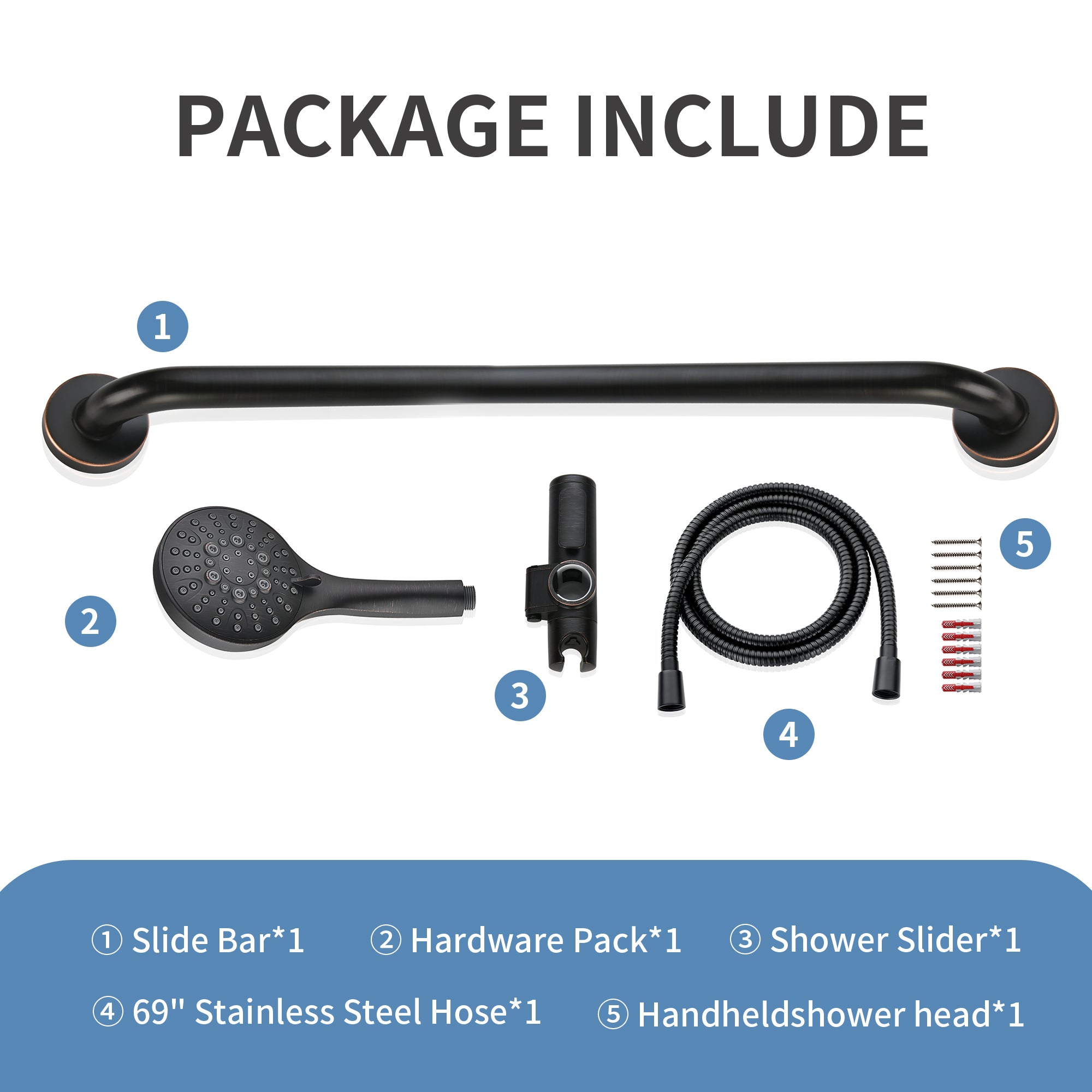 Stainless Steel Slide Bar Grab Rail Set #color_oil-rubbed-bronze