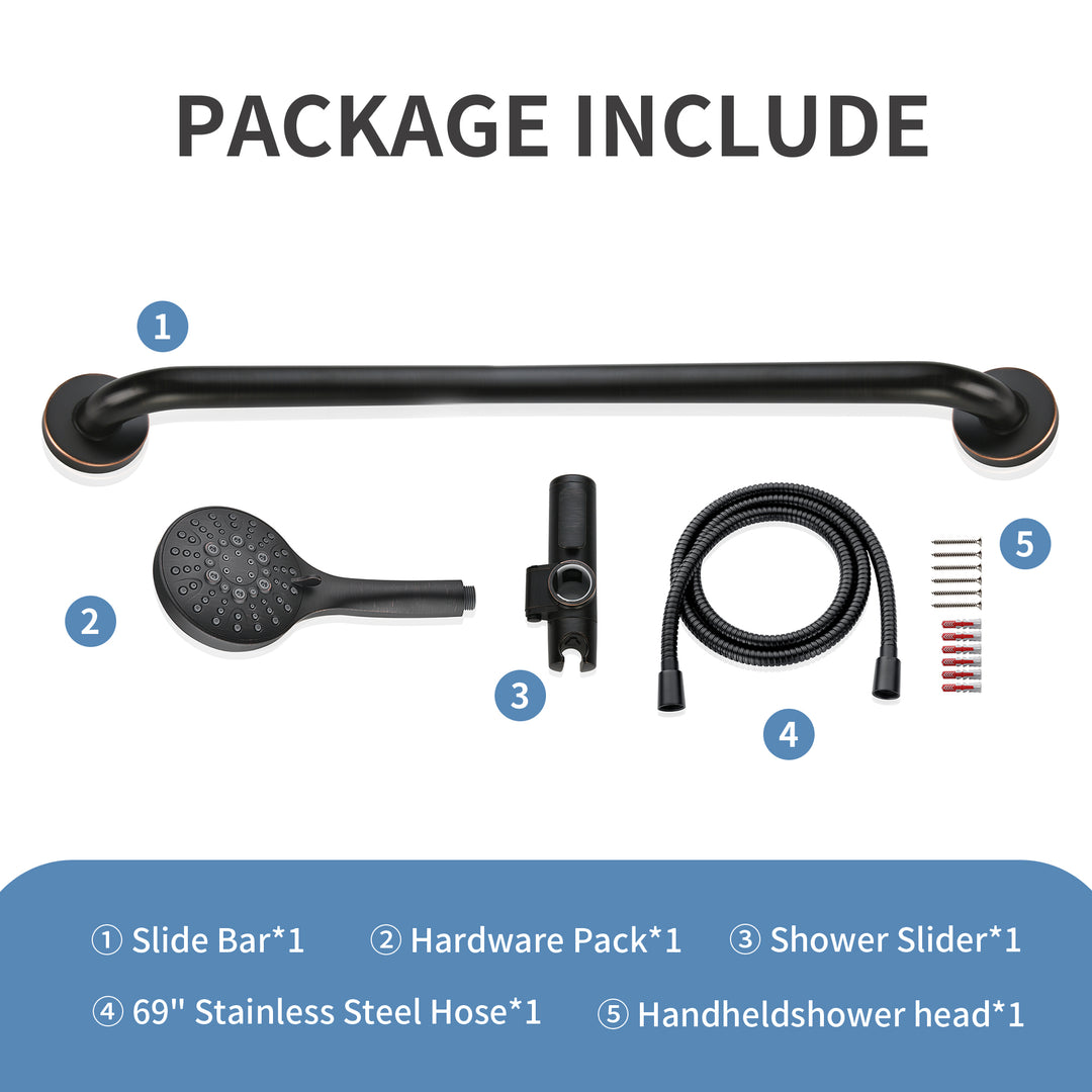 Stainless Steel Slide Bar Grab Rail Set #color_oil-rubbed-bronze