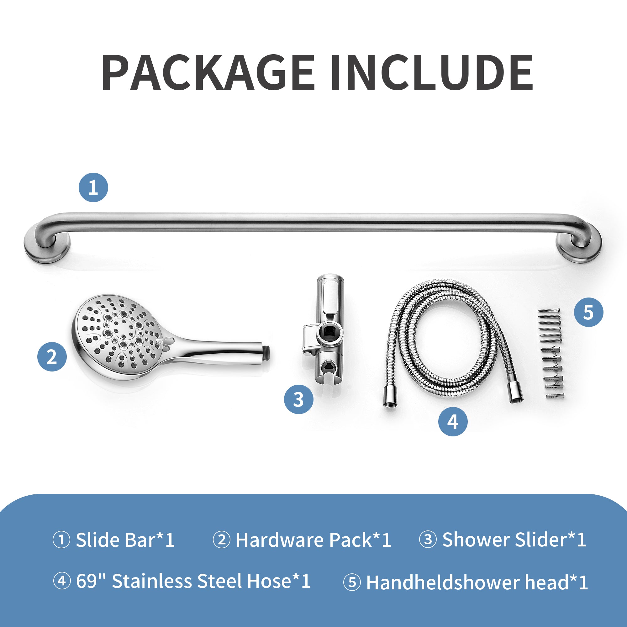 Stainless Steel Slide Bar Grab Rail Set #color_chrome