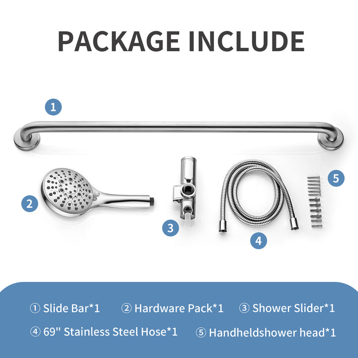 Stainless Steel Slide Bar Grab Rail Set #color_chrome