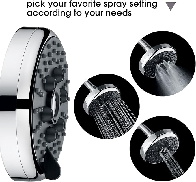 3 Spray Fixed Rainfall Shower Head with Adjustable Metal Swivel Ball Joint - brightshowers
