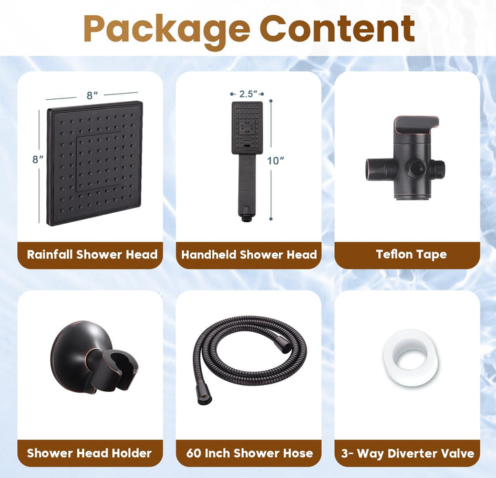 Dual Shower Head-Rain Shower Head with Handheld Shower Set, Diverter