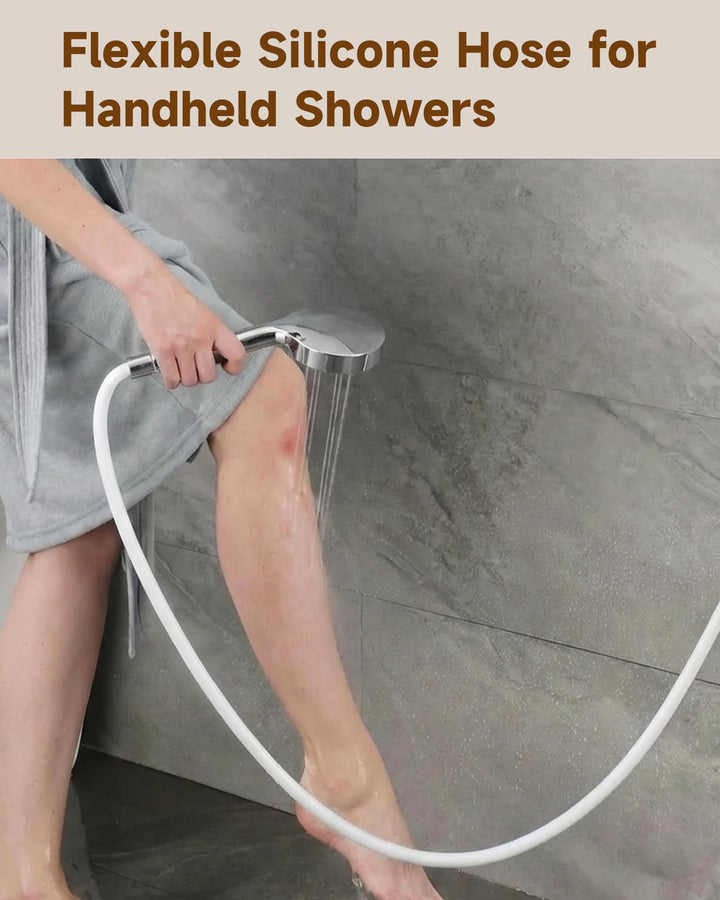 Silicone Handheld Shower Hose Replacement with Brass Connectors, Anti-Kink, G1/2
