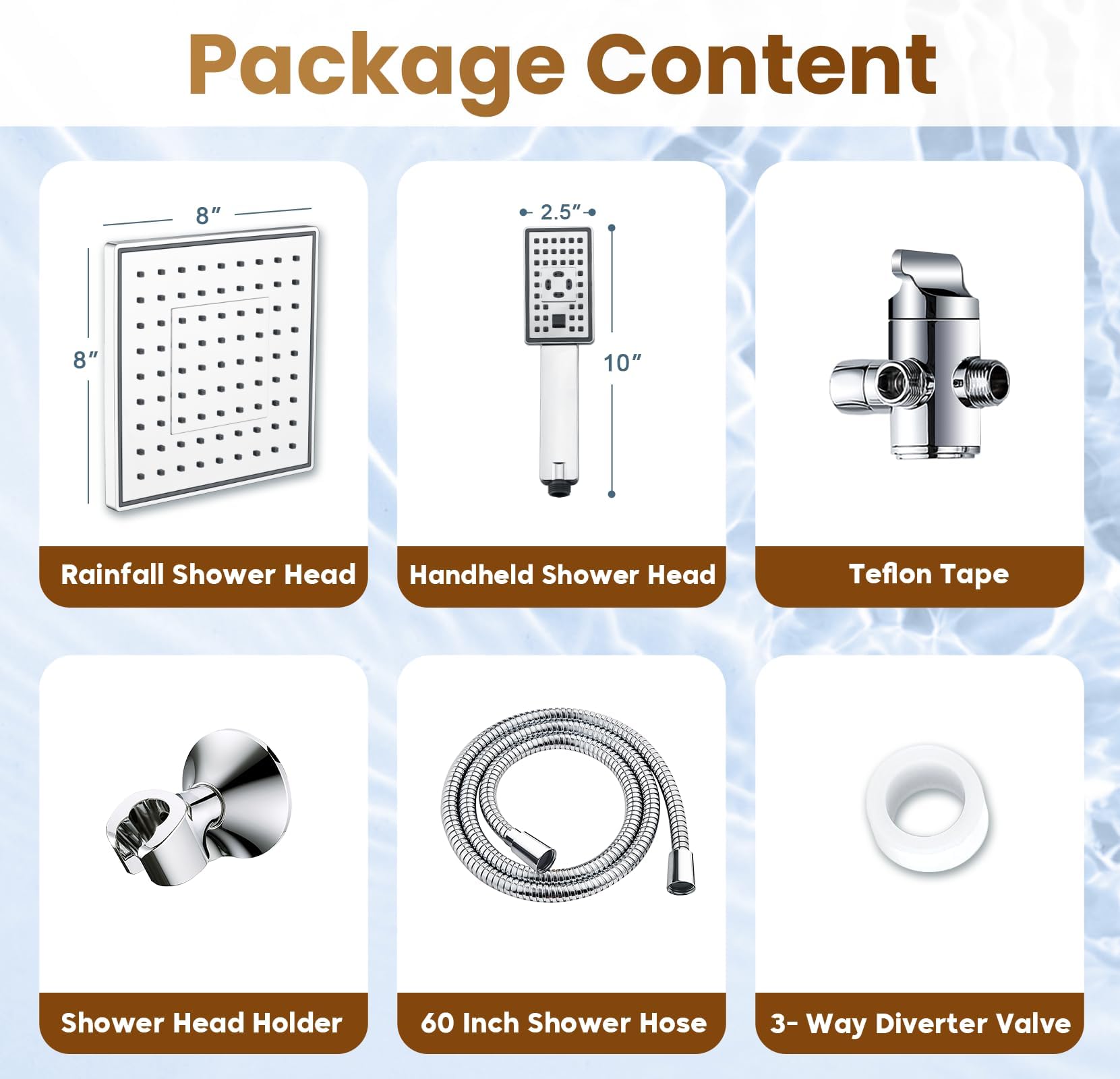 Dual Shower Head-Rain Shower Head with Handheld Shower Set, Diverter