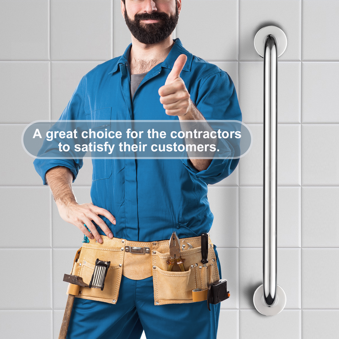 Bright Showers 24-Inch Stainless Steel Bathroom Grab Bar for Shower & Bathtub