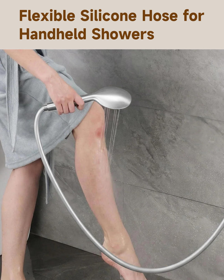 Silicone Handheld Shower Hose Replacement with Brass Connectors, Anti-Kink, G1/2