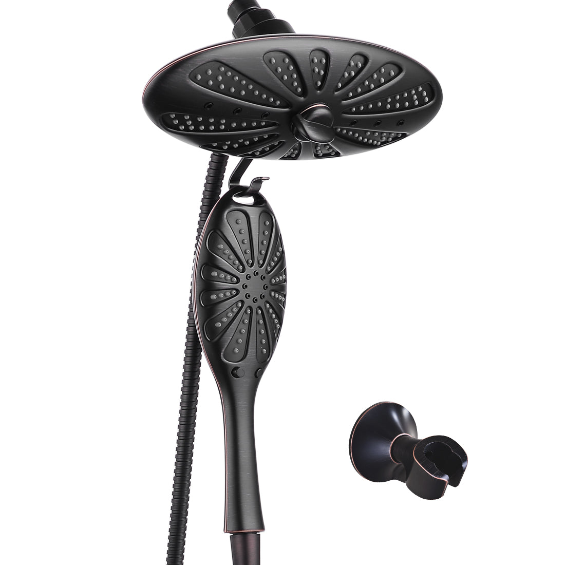 Shower Heads Combo - Rain Shower Head and Handheld Shower Head with Hose and Suction Holder - brightshowers