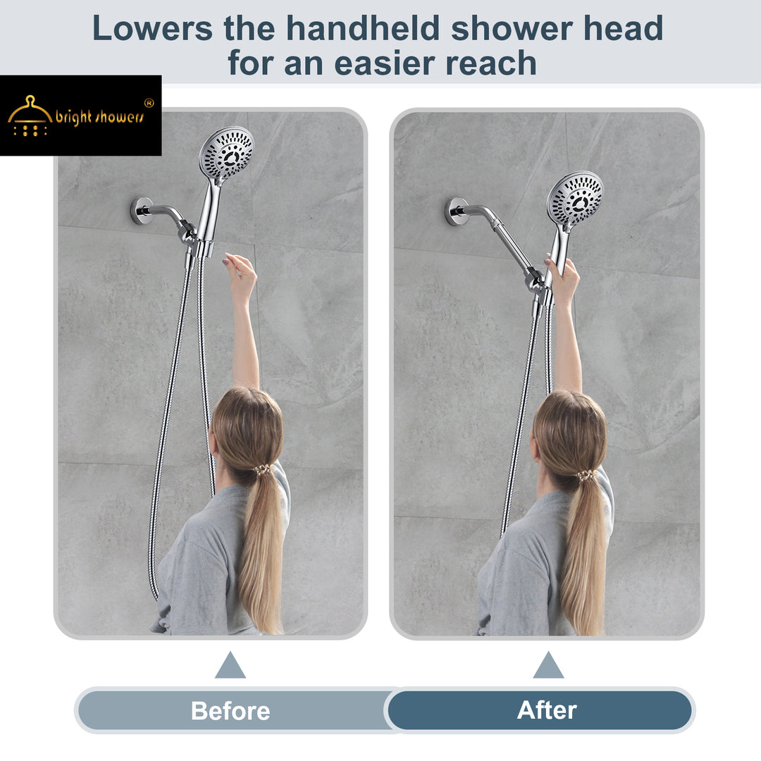 Shower Extension Arm for Rain and Handheld Shower Heads color# Chrome