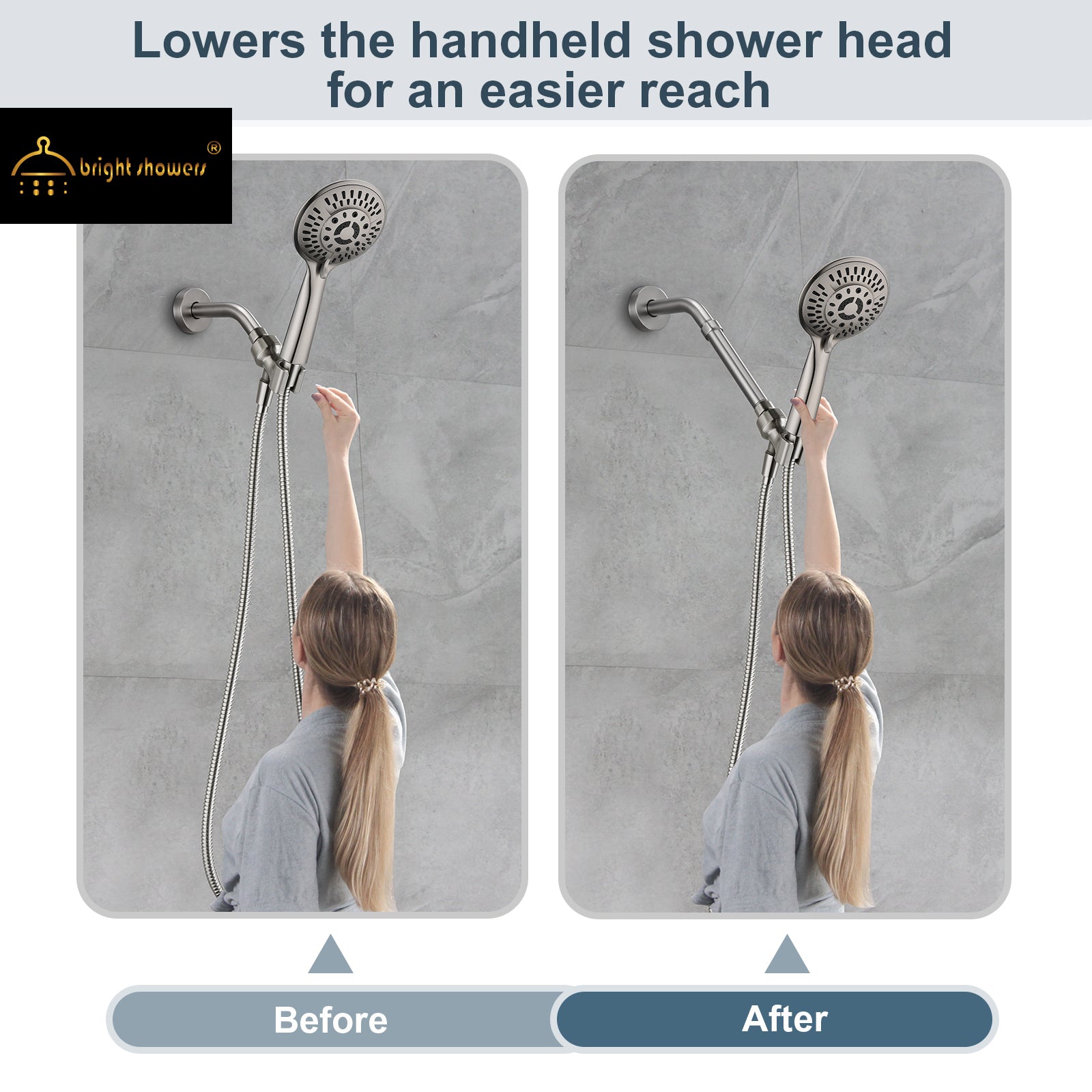 Shower Extension Arm for Rain and Handheld Shower Heads color# brushed-nickel