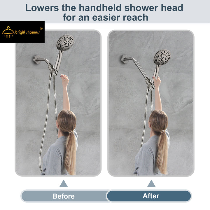 Shower Extension Arm for Rain and Handheld Shower Heads color# brushed-nickel