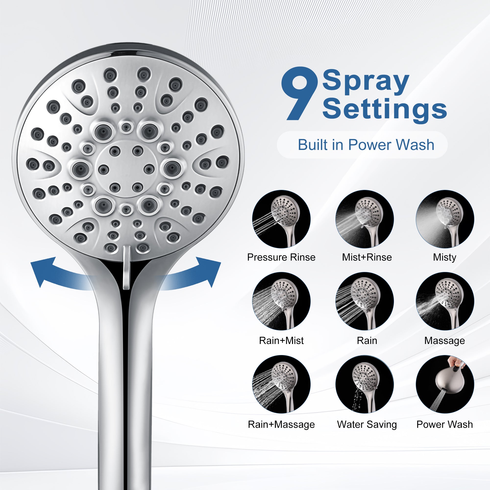 BRIGHT SHOWERS Rain Shower Head with Handheld Combo, Dual Shower System with Slide Bar, Rain Shower System, Adjustable Height, Brass Slide Bar & Diverter, 60 Inch Stainless Steel Hose