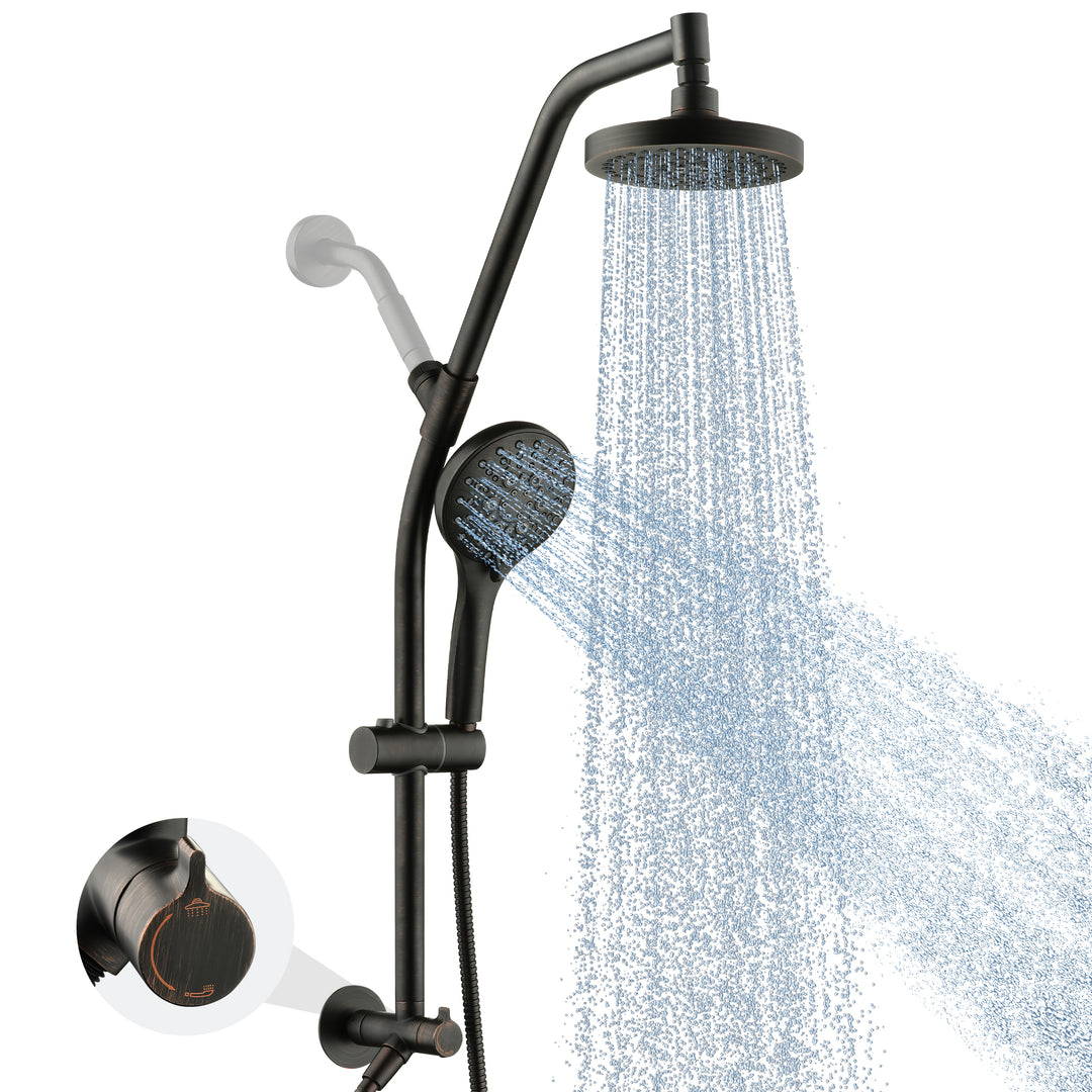 BRIGHT SHOWERS Rain Shower Head with Handheld Combo, Dual Shower System with Slide Bar, Rain Shower System, Adjustable Height, Brass Slide Bar & Diverter, 60 Inch Stainless Steel Hose
