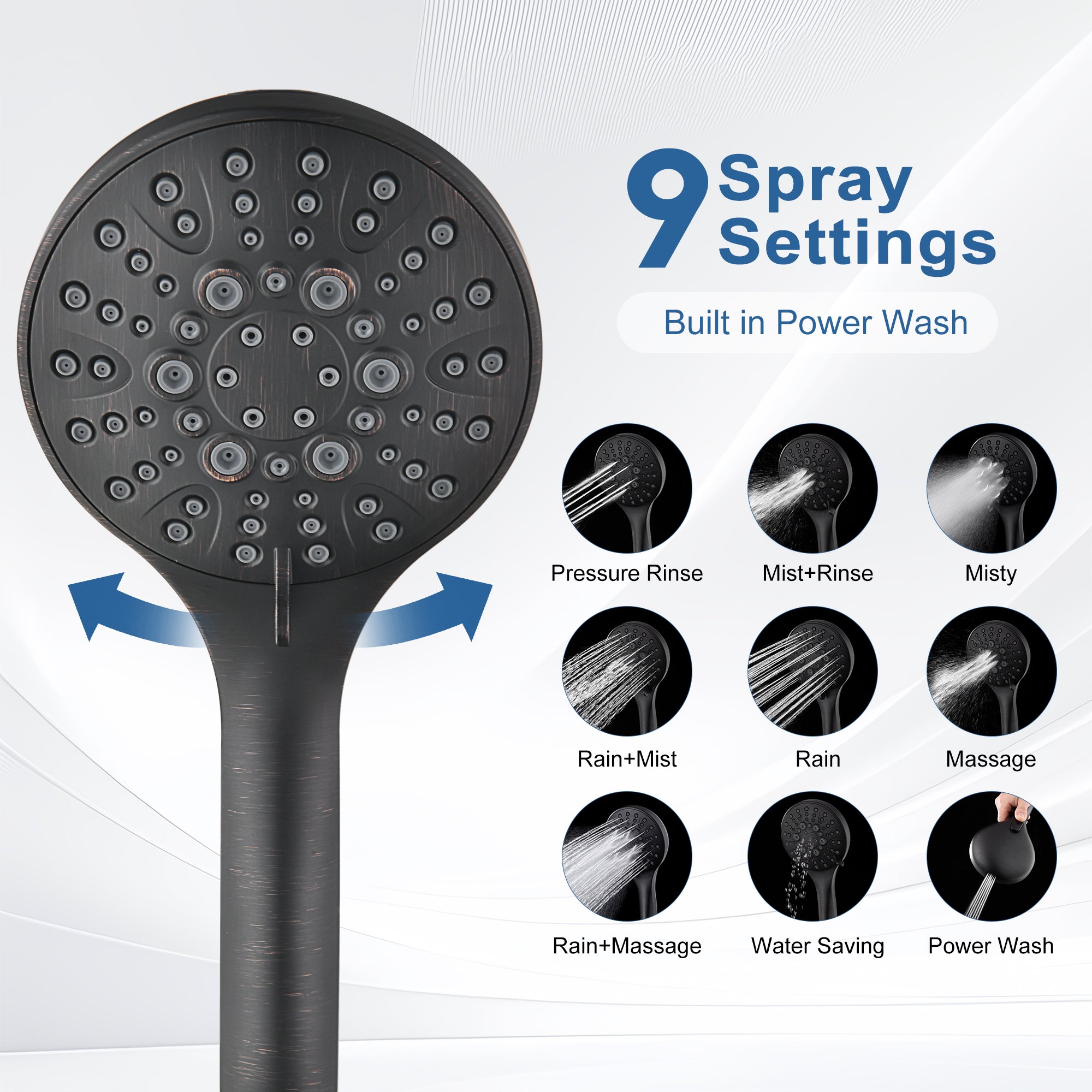 BRIGHT SHOWERS Rain Shower Head with Handheld Combo, Dual Shower System with Slide Bar, Rain Shower System, Adjustable Height, Brass Slide Bar & Diverter, 60 Inch Stainless Steel Hose
