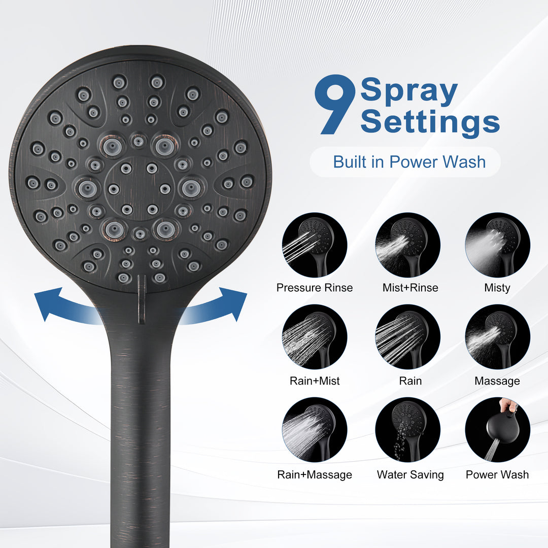 BRIGHT SHOWERS Rain Shower Head with Handheld Combo, Dual Shower System with Slide Bar, Rain Shower System, Adjustable Height, Brass Slide Bar & Diverter, 60 Inch Stainless Steel Hose