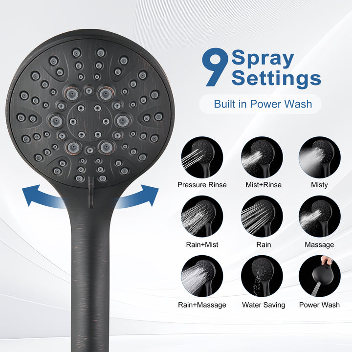BRIGHT SHOWERS Rain Shower Head with Handheld Combo, Dual Shower System with Slide Bar, Rain Shower System, Adjustable Height, Brass Slide Bar & Diverter, 60 Inch Stainless Steel Hose